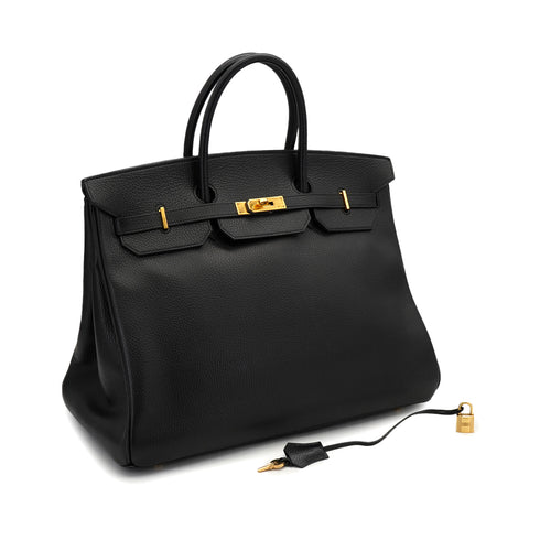 HERMES BIRKIN 40 BLACK ARDENNES HAND BAG 1997 SQUARE A GOLD HARDWARE 90335042