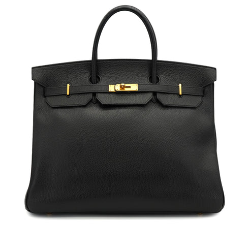 HERMES BIRKIN 40 BLACK ARDENNES HAND BAG 1997 SQUARE A GOLD HARDWARE 90335042