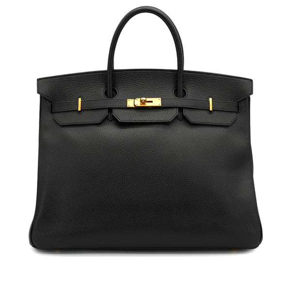 HERMES BIRKIN 40 BLACK ARDENNES HAND BAG 1997 SQUARE A GOLD HARDWARE 90335042