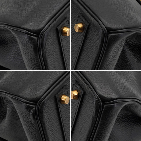 HERMES BIRKIN 40 BLACK ARDENNES HAND BAG 1997 SQUARE A GOLD HARDWARE 90335042