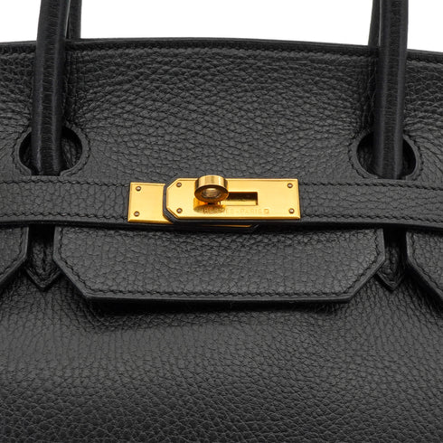 HERMES BIRKIN 40 BLACK ARDENNES HAND BAG 1997 SQUARE A GOLD HARDWARE 90335042