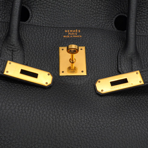 HERMES BIRKIN 40 BLACK ARDENNES HAND BAG 1997 SQUARE A GOLD HARDWARE 90335042