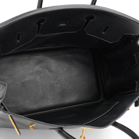 HERMES BIRKIN 40 BLACK ARDENNES HAND BAG 1997 SQUARE A GOLD HARDWARE 90335042