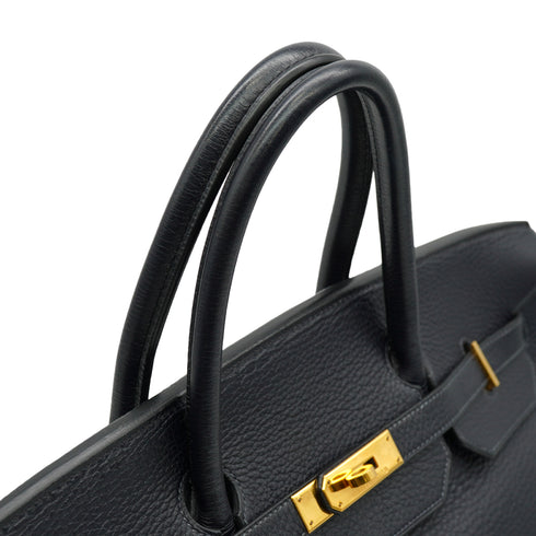 HERMES BIRKIN 40 BLUE INDIGO TAURILLON CLEMENCE HAND BAG 2003 SQUARE G GOLD HARDWARE 90333721