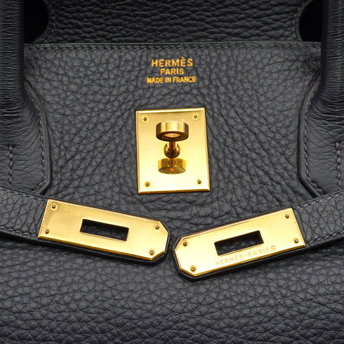 HERMES BIRKIN 40 BLUE INDIGO TAURILLON CLEMENCE HAND BAG 2003 SQUARE G GOLD HARDWARE 90333721