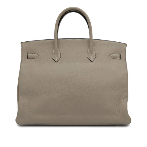 HERMES BIRKIN 40 GRIS TOURTERELLE TAURILLON CLEMENCE HAND BAG 1999 SQUARE C SILVER HARDWARE 90317610