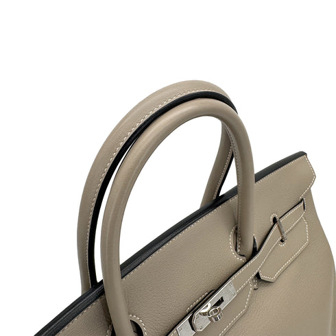 HERMES BIRKIN 40 GRIS TOURTERELLE TAURILLON CLEMENCE HAND BAG 1999 SQUARE C SILVER HARDWARE 90317610