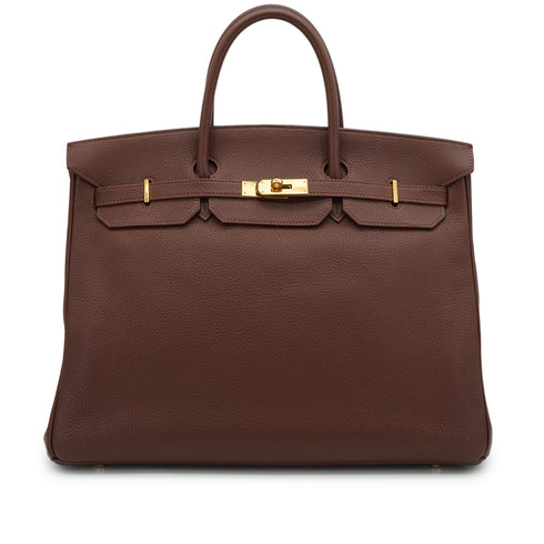 HERMES BIRKIN 40 MARRON FONCE TOGO HAND BAG 1999 SQUARE C GOLD HARDWARE 90338384