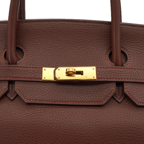 HERMES BIRKIN 40 MARRON FONCE TOGO HAND BAG 1999 SQUARE C GOLD HARDWARE 90338384