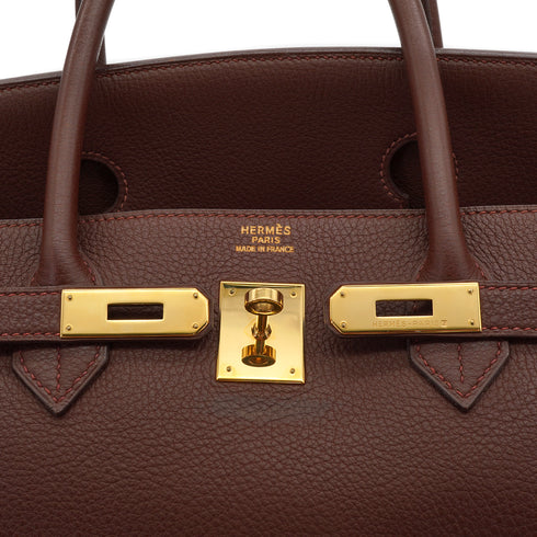 HERMES BIRKIN 40 MARRON FONCE TOGO HAND BAG 1999 SQUARE C GOLD HARDWARE 90338384