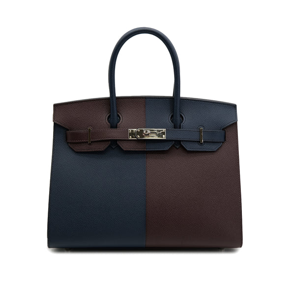 HERMES BIRKIN SELLIER CASAQUE 30 ROUGE SELLIER BLUE INDIGO ROSE TEXAS VEAU EPSOM HAND BAG 2022 U STAMP PALLADIUM HARDWARE 90320999