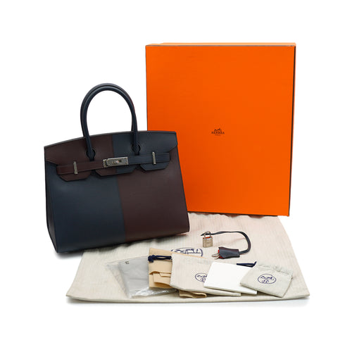 HERMES BIRKIN SELLIER CASAQUE 30 ROUGE SELLIER BLUE INDIGO ROSE TEXAS VEAU EPSOM HAND BAG 2022 U STAMP PALLADIUM HARDWARE 90342430
