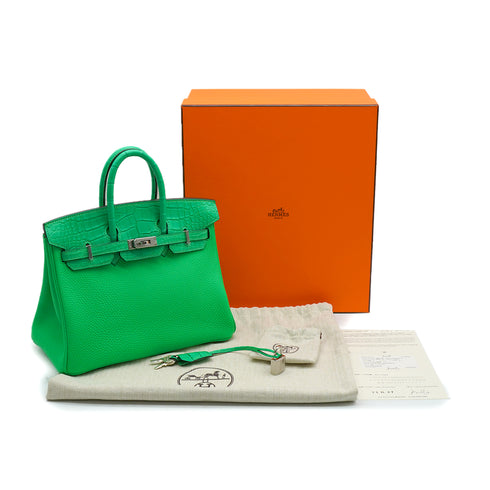 HERMES BIRKIN TOUCH 25 VERT COMICS TOGO ALLIGATOR HAND BAG 2023 B STAMP PALLADIUM HARDWARE 90343413