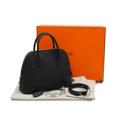 HERMES BOLIDE 1923 25 EN DESORDRE BLACK VEAU EPSOM VEAU SWIFT VACHE HUNTER HAND SHOULDER BAG 2023 B STAMP PALLADIUM HARDWARE 90335785