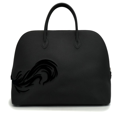 HERMES BOLIDE 1923 45 CHIMERES DRAGON BLACK TOGO VELVET HAND BAG 2019 D STAMP PALLADIUM HARDWARE 90349271