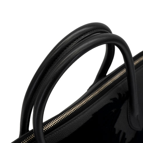HERMES BOLIDE 1923 45 CHIMERES DRAGON BLACK TOGO VELVET HAND BAG 2019 D STAMP PALLADIUM HARDWARE 90349271