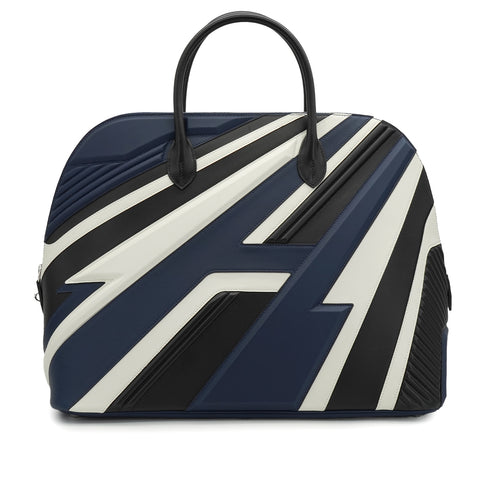 HERMES BOLIDE 1923 RACING 45 BLACK WHITE NAVY SWIFT EVERCOLOR EVERGRAIN HAND BAG 2022 U STAMP PALLADIUM HARDWARE 90336795