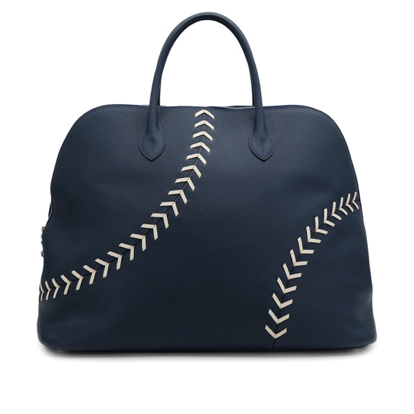 HERMES BOLIDE 1923 BASEBALL 45 BLUE DE MALTE EVERCOLOR HAND BAG 2018 C STAMP PALLADIUM HARDWARE 90314889