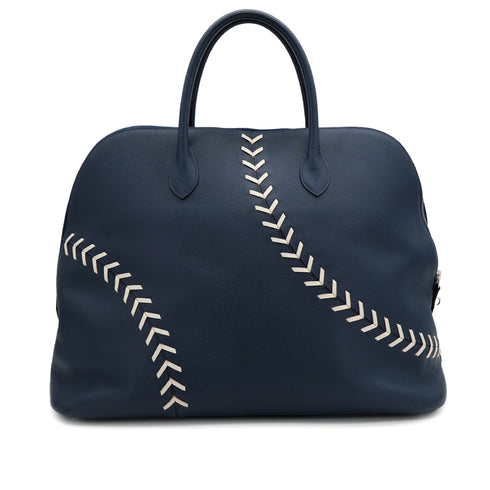 HERMES BOLIDE 1923 BASEBALL 45 BLUE DE MALTE EVERCOLOR HAND BAG 2018 C STAMP PALLADIUM HARDWARE 90314889