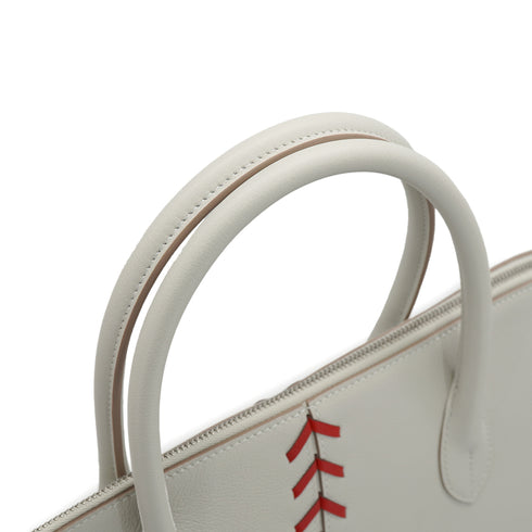 HERMES BOLIDE 1923 BASEBALL 45 GRIS PERLE ROUGE CASAQUE EVERCOLOR HAND BAG 2018 C STAMP PALLADIUM HARDWARE 90335571