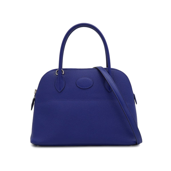 HERMES BOLIDE 27 BLUE ELECTRIQUE VEAU EPSOM HAND SHOULDER BAG 2014 SQUARE R PALLADIUM HARDWARE 90348524
