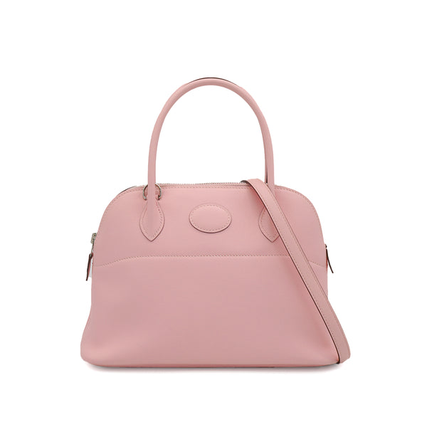 HERMES BOLIDE 27 ROSE SAKURA VEAU SWIFT HAND SHOULDER BAG 2016 X STAMP PALLADIUM HARDWARE 90349258
