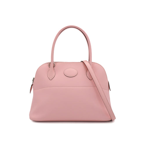 HERMES BOLIDE 27 ROSE SAKURA VEAU SWIFT HAND SHOULDER BAG 2016 X STAMP PALLADIUM HARDWARE 90349394