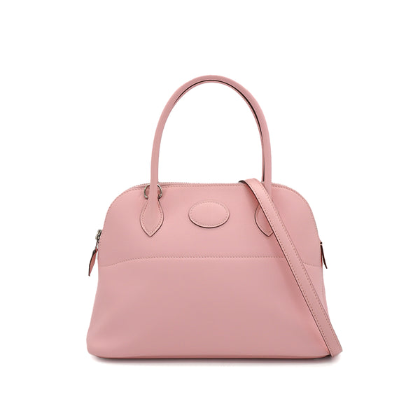 HERMES BOLIDE 27 ROSE SAKURA VEAU SWIFT HAND SHOULDER BAG 2016 X STAMP PALLADIUM HARDWARE 90349394