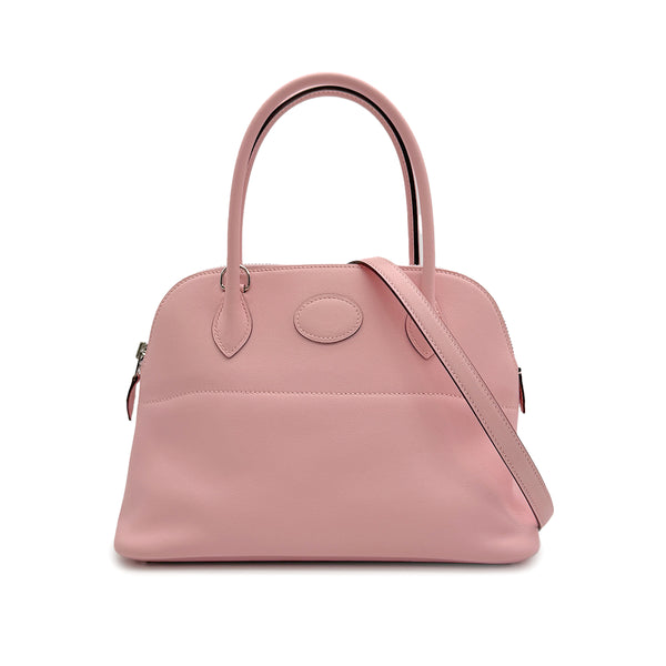 HERMES BOLIDE 27 ROSE SAKURA VEAU SWIFT HAND SHOULDER BAG 2016 X STAMP PALLADIUM HARDWARE 90313539