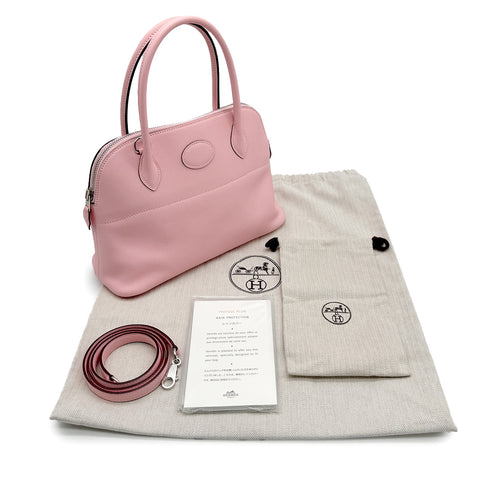 HERMES BOLIDE 27 ROSE SAKURA VEAU SWIFT HAND SHOULDER BAG 2016 X STAMP PALLADIUM HARDWARE 90313539