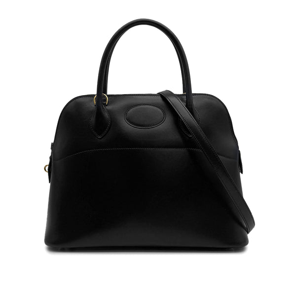 HERMES BOLIDE 31 BLACK BOXCALF HAND SHOULDER BAG 1999 SQUARE C GOLD HARDWARE 90315620