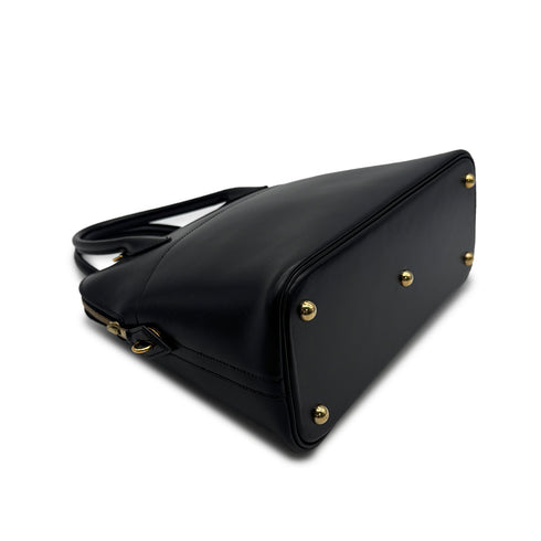 HERMES BOLIDE 31 BLACK BOXCALF HAND SHOULDER BAG 1999 SQUARE C GOLD HARDWARE 90315620