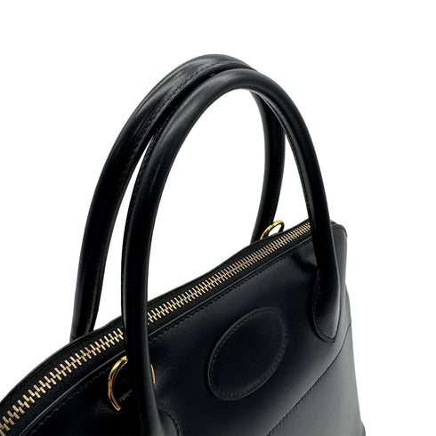 HERMES BOLIDE 31 BLACK BOXCALF HAND SHOULDER BAG 1999 SQUARE C GOLD HARDWARE 90315620