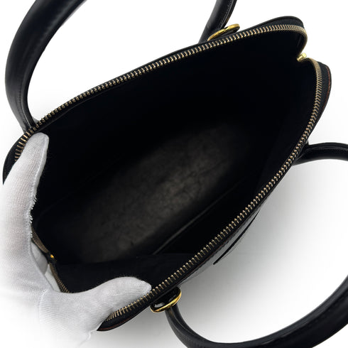 HERMES BOLIDE 31 BLACK BOXCALF HAND SHOULDER BAG 1999 SQUARE C GOLD HARDWARE 90315620