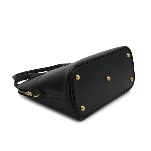 HERMES BOLIDE 31 BLACK BOXCALF HAND SHOULDER BAG 2002 SQUARE F GOLD HARDWARE 90334264