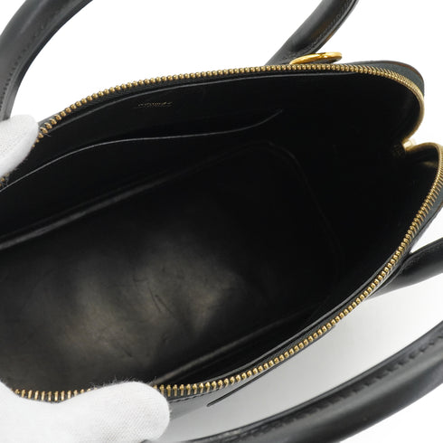 HERMES BOLIDE 31 BLACK BOXCALF HAND SHOULDER BAG 2002 SQUARE F GOLD HARDWARE 90334264