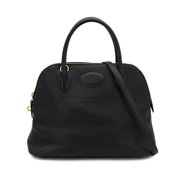 HERMES BOLIDE 31 BLACK TOGO HAND SHOULDER BAG 2004 SQUARE H GOLD HARDWARE 90326836