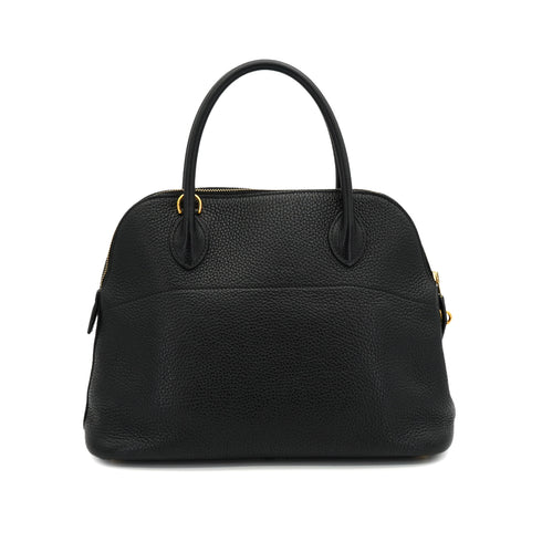 HERMES BOLIDE 31 BLACK TOGO HAND SHOULDER BAG 2004 SQUARE H GOLD HARDWARE 90326836