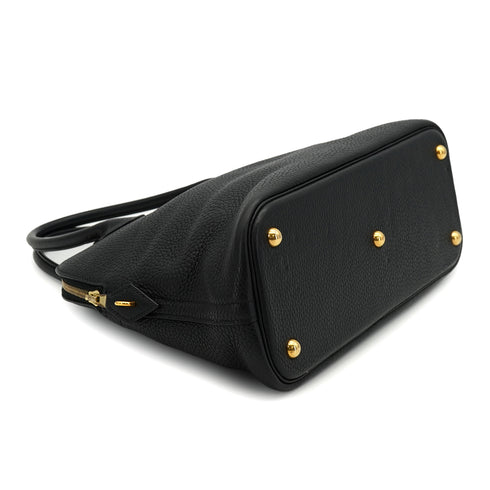 HERMES BOLIDE 31 BLACK TOGO HAND SHOULDER BAG 2004 SQUARE H GOLD HARDWARE 90326836