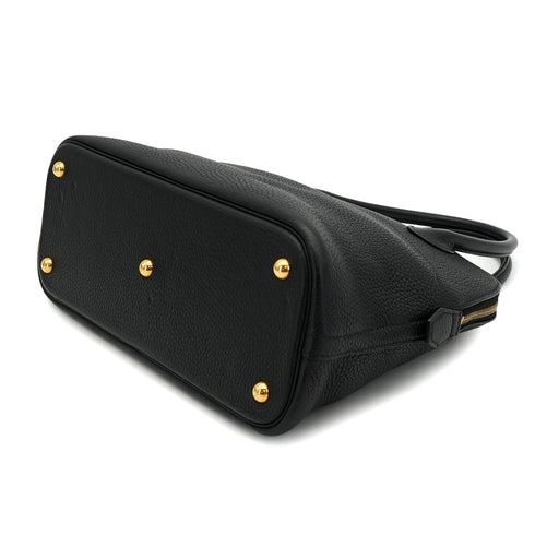 HERMES BOLIDE 31 BLACK TOGO HAND SHOULDER BAG 2004 SQUARE H GOLD HARDWARE 90326836