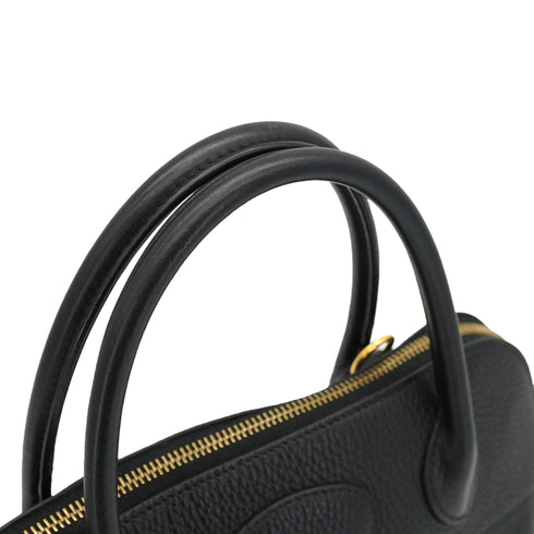 HERMES BOLIDE 31 BLACK TOGO HAND SHOULDER BAG 2004 SQUARE H GOLD HARDWARE 90326836