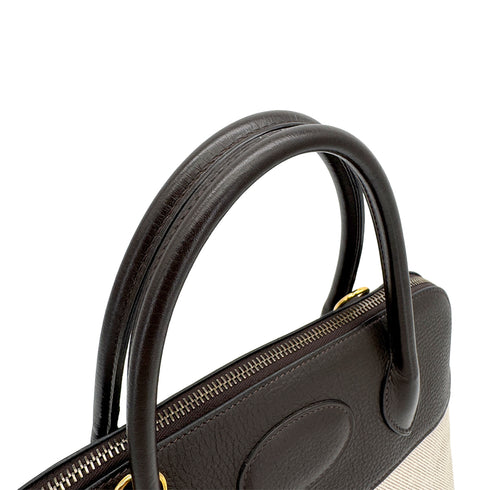 HERMES BOLIDE 31 CHOCOLAT TOILE H TAURILLON CLEMENCE HAND SHOULDER BAG 2006 SQUARE J GOLD HARDWARE 90323083