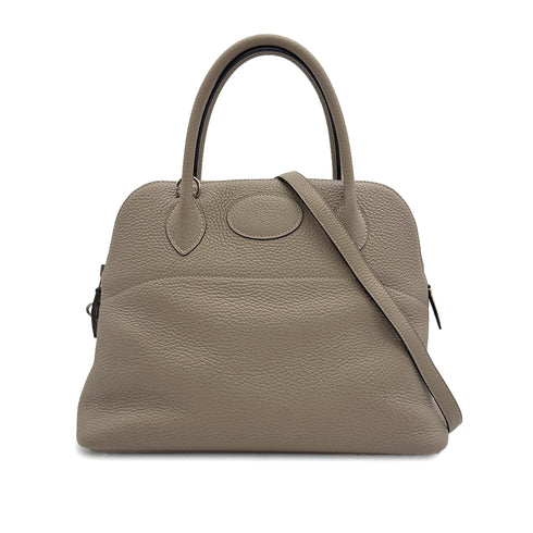 HERMES BOLIDE 31 GRIS TOURTERELLE TAURILLON CLEMENCE HAND SHOULDER BAG 2015 T STAMP PALLADIUM HARDWARE 90317782