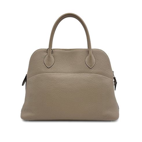 HERMES BOLIDE 31 GRIS TOURTERELLE TAURILLON CLEMENCE HAND SHOULDER BAG 2015 T STAMP PALLADIUM HARDWARE 90317782