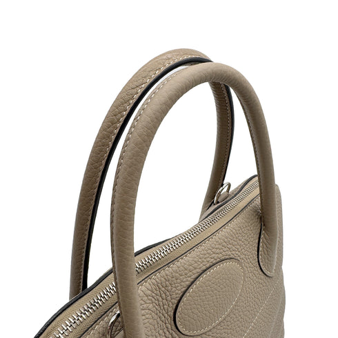 HERMES BOLIDE 31 GRIS TOURTERELLE TAURILLON CLEMENCE HAND SHOULDER BAG 2015 T STAMP PALLADIUM HARDWARE 90317782