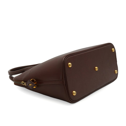 HERMES BOLIDE 31 MARRON FONCE COUCHEVEL HAND SHOULDER BAG 1995 CIRCLE Y GOLD HARDWARE 90344572