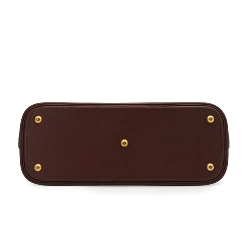 HERMES BOLIDE 31 MARRON FONCE COUCHEVEL HAND SHOULDER BAG 1995 CIRCLE Y GOLD HARDWARE 90344572