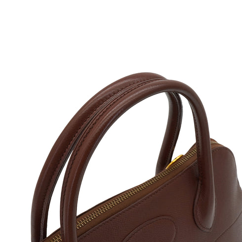 HERMES BOLIDE 31 MARRON FONCE COUCHEVEL HAND SHOULDER BAG 1995 CIRCLE Y GOLD HARDWARE 90344572