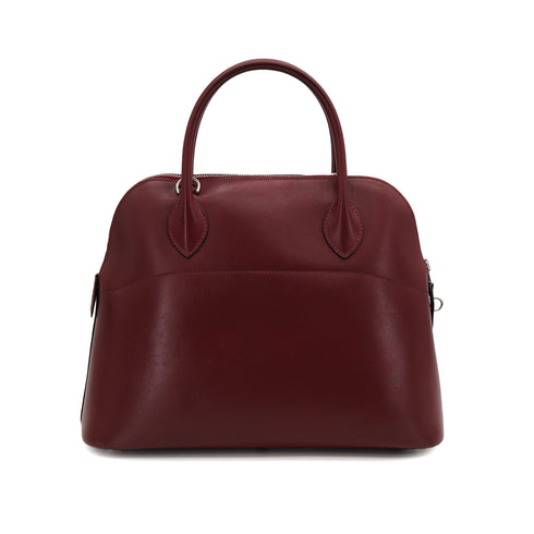HERMES BOLIDE 31 ROUGE H BOXCALF HAND SHOULDER BAG 2000 SQUARE D PALLADIUM HARDWARE 90323086