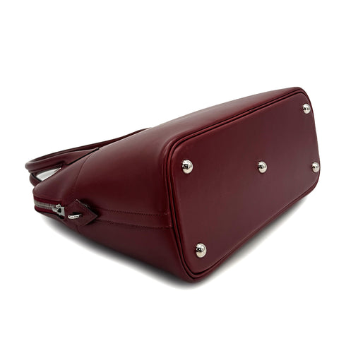 HERMES BOLIDE 31 ROUGE H BOXCALF HAND SHOULDER BAG 2000 SQUARE D PALLADIUM HARDWARE 90323086